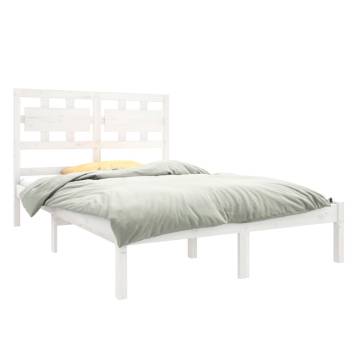 White Solid Wood Bed Frame 135x190 cm Double | HipoMarket