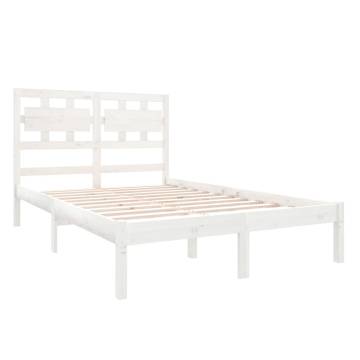 White Solid Wood Bed Frame 135x190 cm Double | HipoMarket