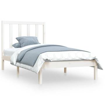 White Solid Wood Pine Bed Frame 90x190 cm - Hipomarket UK