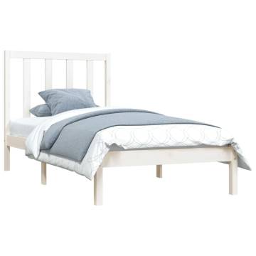 White Solid Wood Pine Bed Frame 90x190 cm - Hipomarket UK