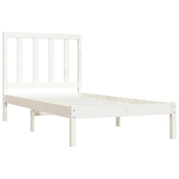 White Solid Wood Pine Bed Frame 90x190 cm - Hipomarket UK