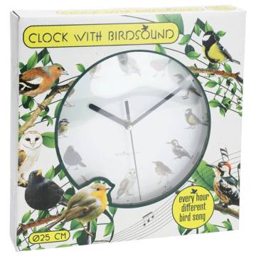 H&S Collection Wall Clock with Bird Sounds - 25 cm Elegance