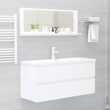 Contemporary White Bathroom Mirror - 100x10.5x37 cm