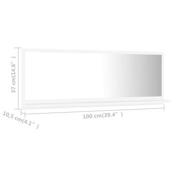 Contemporary White Bathroom Mirror - 100x10.5x37 cm