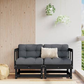 Garden Corner Sofas - 2 pcs Black Solid Wood Pine | Hipo Market