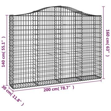 Arched Gabion Baskets - 30 pcs Galvanised Iron - Garden Decor