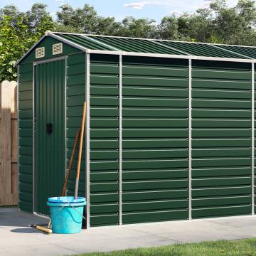 Garden Shed Green 191x555 cm - Durable Galvanised Steel