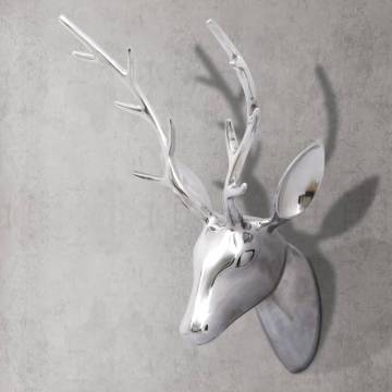 Wall Mounted Aluminium Deer’s Head Decoration - Silver 62 cm