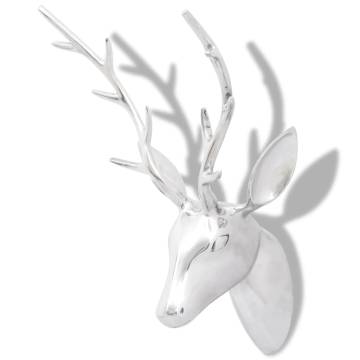 Wall Mounted Aluminium Deer’s Head Decoration - Silver 62 cm