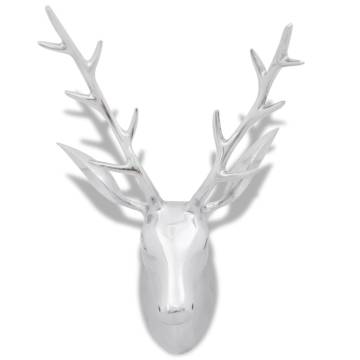 Wall Mounted Aluminium Deer’s Head Decoration - Silver 62 cm