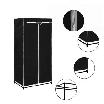 Stylish Black Wardrobe 75x50x160 cm - Durable and Practical