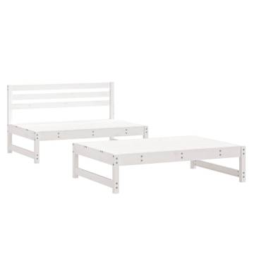 2 Piece Garden Lounge Set - White Solid Pine Wood