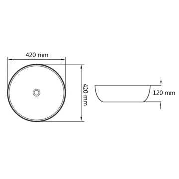 Round Ceramic Wash Basin 42x12 cm - Elegant & Stylish