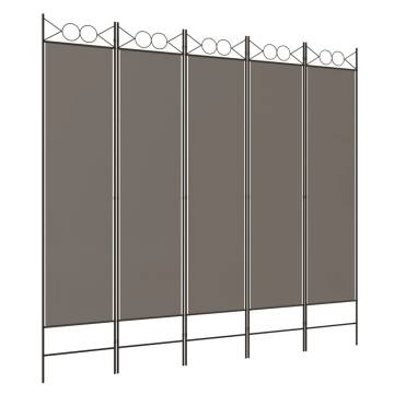 5-Panel Room Divider Anthracite 200x200 cm - Stylish Privacy Screen