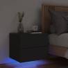 Wall-mounted Bedside Cabinet with LED Lights Black Colour black Quantity in Package 1 