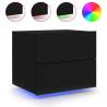 Wall-Mounted Bedside Cabinet with LED Lights in Black