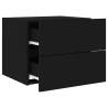 Wall-Mounted Bedside Cabinet with LED Lights in Black