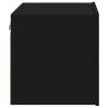 Wall-Mounted Bedside Cabinet with LED Lights in Black