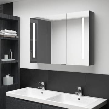 LED Bathroom Mirror Cabinet - Shining Grey 89x14x62 cm