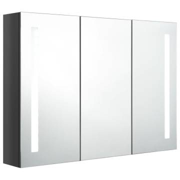 LED Bathroom Mirror Cabinet - Shining Grey 89x14x62 cm