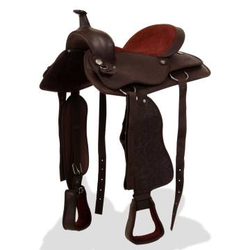 Western Saddle Set - Real Leather 15" Brown | HipoMarket