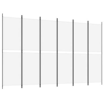 6-Panel Room Divider White | 300x200 cm Fabric - Hipomarket