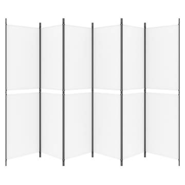 6-Panel Room Divider White | 300x200 cm Fabric - Hipomarket