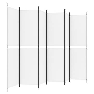 6-Panel Room Divider White | 300x200 cm Fabric - Hipomarket