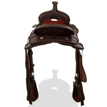 Western Saddle Set - Real Leather 15" Brown | HipoMarket