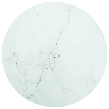 Elegant 60x0.8 cm White Tempered Glass Table Top with Marble Design