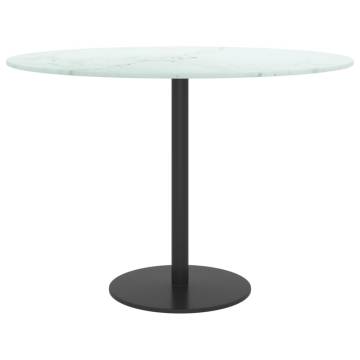 Elegant 60x0.8 cm White Tempered Glass Table Top with Marble Design