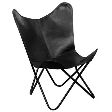 Butterfly Chair Black Real Leather - Stylish Ergonomic Design