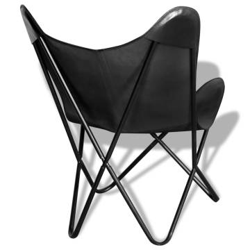 Butterfly Chair Black Real Leather - Stylish Ergonomic Design