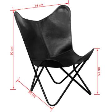 Butterfly Chair Black Real Leather - Stylish Ergonomic Design