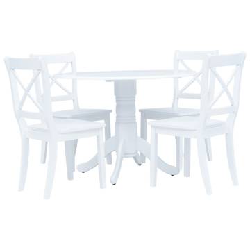 5 Piece Dining Set - Solid Rubber Wood in White