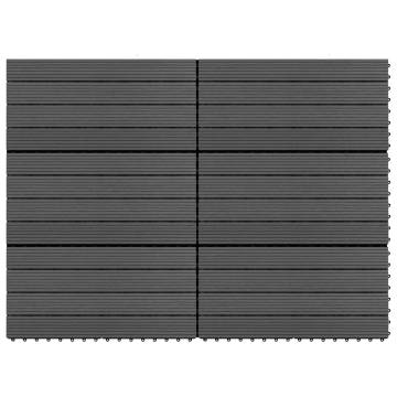 Decking Tiles 6 pcs WPC 60x30 cm - 1.08 m² Black