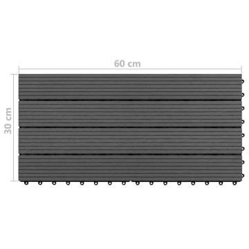 Decking Tiles 6 pcs WPC 60x30 cm - 1.08 m² Black