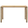 Beige Garden Table 123x60 cm - Poly Rattan & Acacia Wood