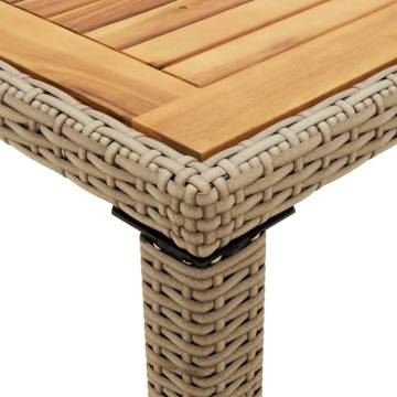 Beige Garden Table 123x60 cm - Poly Rattan & Acacia Wood