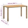 Beige Garden Table 123x60 cm - Poly Rattan & Acacia Wood