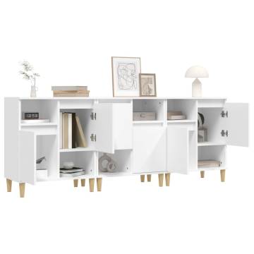 Trendy 3-Piece White Sideboards - Stylish Storage Solution