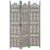 Elegant Hand Carved 3-Panel Room Divider - Grey 120x165 cm