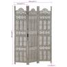 Elegant Hand Carved 3-Panel Room Divider - Grey 120x165 cm