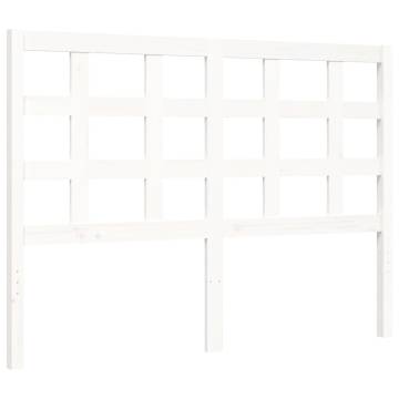 White Double Bed Frame with Headboard - Solid Pine Wood