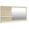 Stylish Bathroom Mirror in White & Sonoma Oak | 90x10.5x45 cm