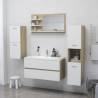 Stylish Bathroom Mirror in White & Sonoma Oak | 90x10.5x45 cm