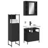 3 Piece Bathroom Cabinet Set Black Engineered Wood Colour black Number of 1 Number of Pieces 