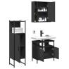 3 Piece Bathroom Cabinet Set | Black Engineered Wood