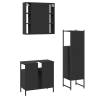 3 Piece Bathroom Cabinet Set | Black Engineered Wood