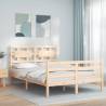 Bed Frame with Headboard Double Solid Wood Colour natural Size 135 x 190 cm 